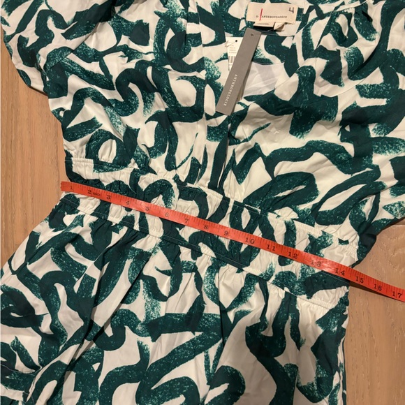 Anthropologie The Somerset Mini Dress Dark Green white short sleeve medium NEW - Picture 12 of 13